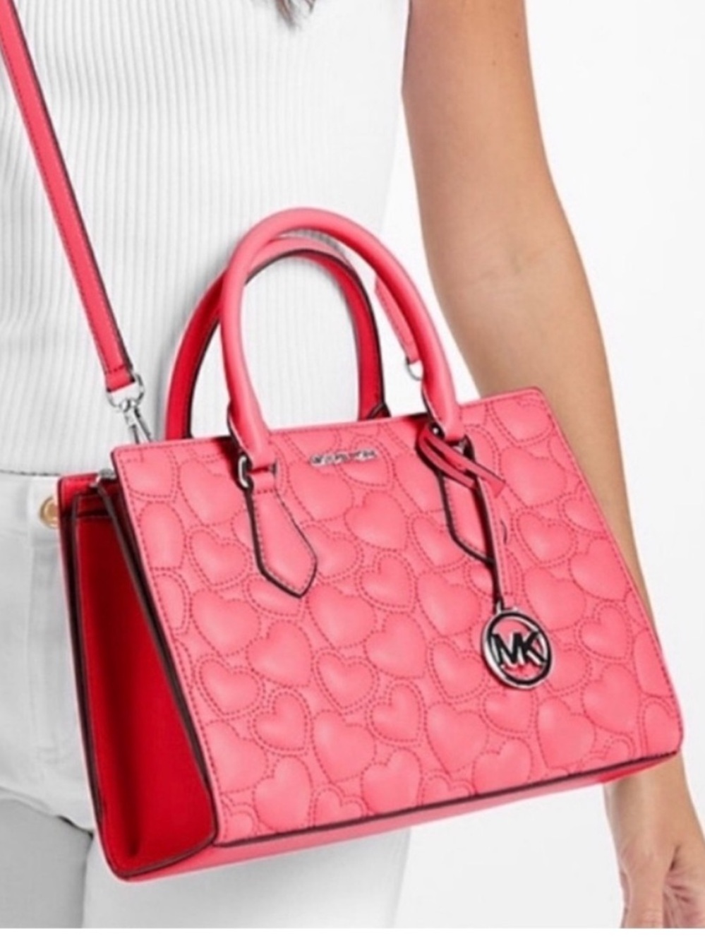 MICHAEL KORS Sheila Medium Heart Embroidered Satchel Crossbody